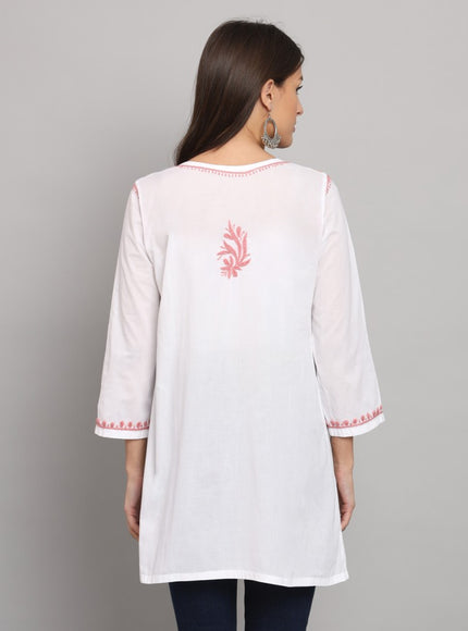Librose Lucknowi chikankari pure cotton short top for women - My Store