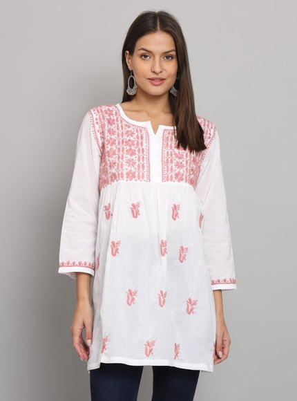 Librose Lucknowi chikankari pure cotton short top for women - My Store