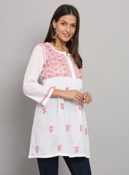 Librose Lucknowi chikankari pure cotton short top for women - My Store