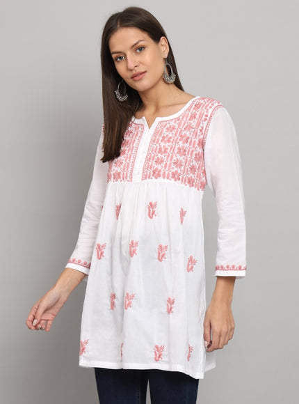 Librose Lucknowi chikankari pure cotton short top for women - My Store