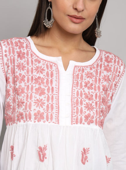 Librose Lucknowi chikankari pure cotton short top for women - My Store