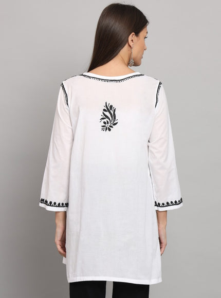 Librose Lucknowi chikankari pure cotton short top for women - My Store