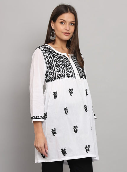 Librose Lucknowi chikankari pure cotton short top for women - My Store
