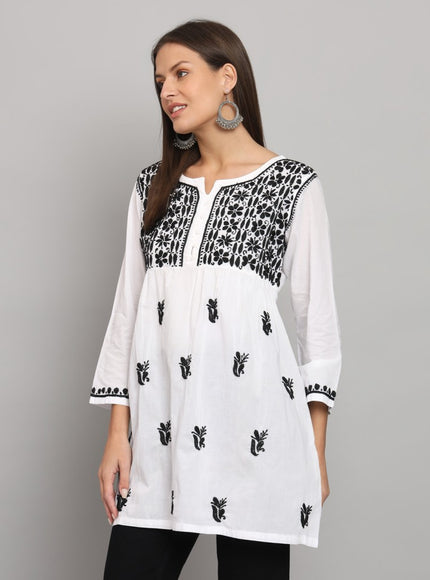 Librose Lucknowi chikankari pure cotton short top for women - My Store