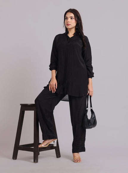 Librose Muslin Chikankari Embroidered 2Pc Co-ord set for women| Lucknowi Craft