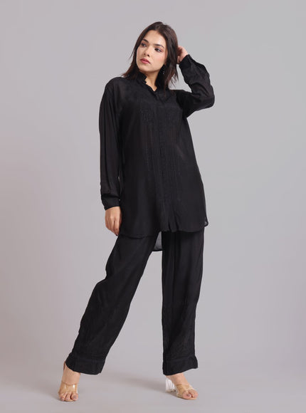 Librose Muslin Chikankari Embroidered 2Pc Co-ord set for women| Lucknowi Craft