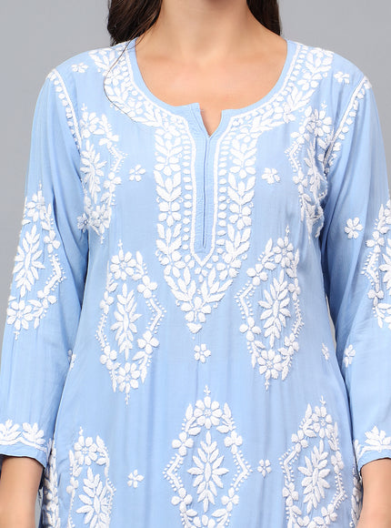 Premium modal fabric kurta plazzo set for women| Chikankari embroidered| Lucknowi craft