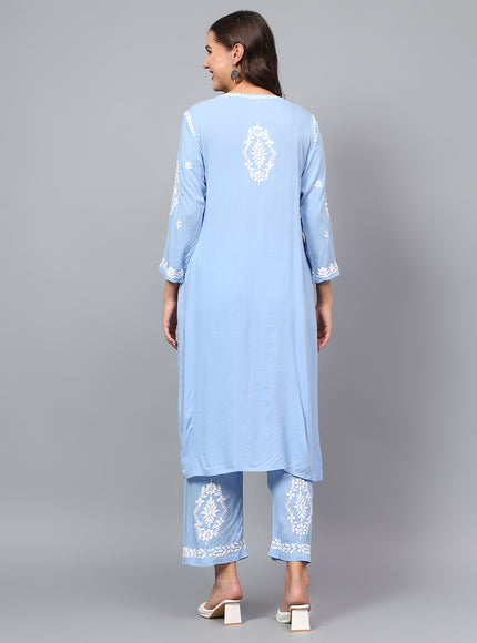 Premium modal fabric kurta plazzo set for women| Chikankari embroidered| Lucknowi craft