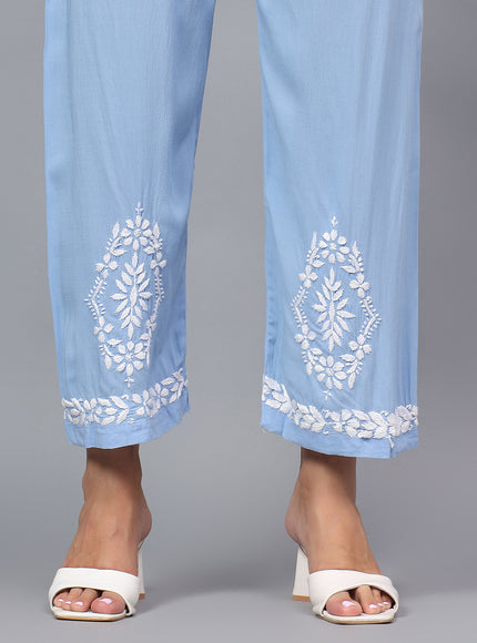Premium modal fabric kurta plazzo set for women| Chikankari embroidered| Lucknowi craft