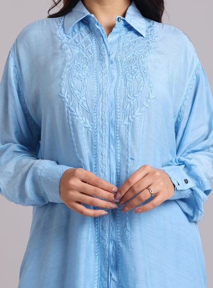 Librose Muslin Chikankari Embroidered 2Pc Co-ord set for women| Lucknowi Craft