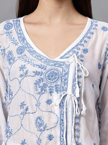Librose Lucknowi Chikankari Premium Muslin Angrakha Kurta for women, Girls and ladies