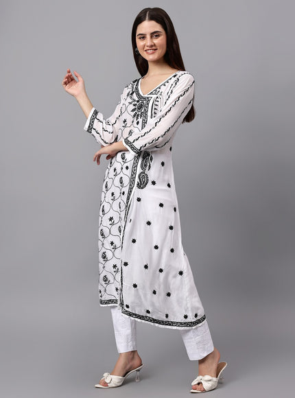 Librose Lucknowi Chikankari Premium Muslin Angrakha Kurta for women, Girls and ladies