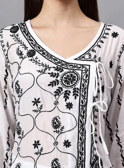 Librose Lucknowi Chikankari Premium Muslin Angrakha Kurta for women, Girls and ladies