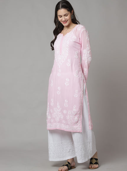 Librose Chikankari super soft modal kurti for women ( Pink )