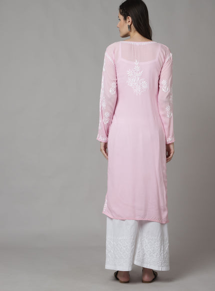 Librose Chikankari super soft modal kurti for women ( Pink )