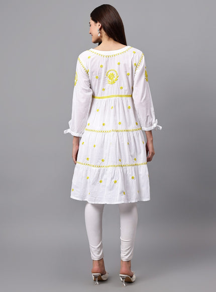 Librose Lucknowi Chikankari pure soft cotton tunic short Gown for girls and women