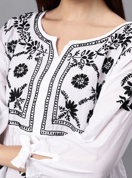 Librose Lucknowi Chikankari pure soft cotton tunic short Gown for girls and women