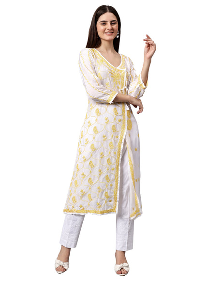 Librose Lucknowi Chikankari Premium Muslin Angrakha Kurta for women, Girls and ladies