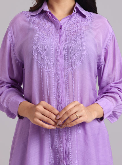 Librose Muslin Chikankari Embroidered 2Pc Co-ord set for women| Lucknowi Craft