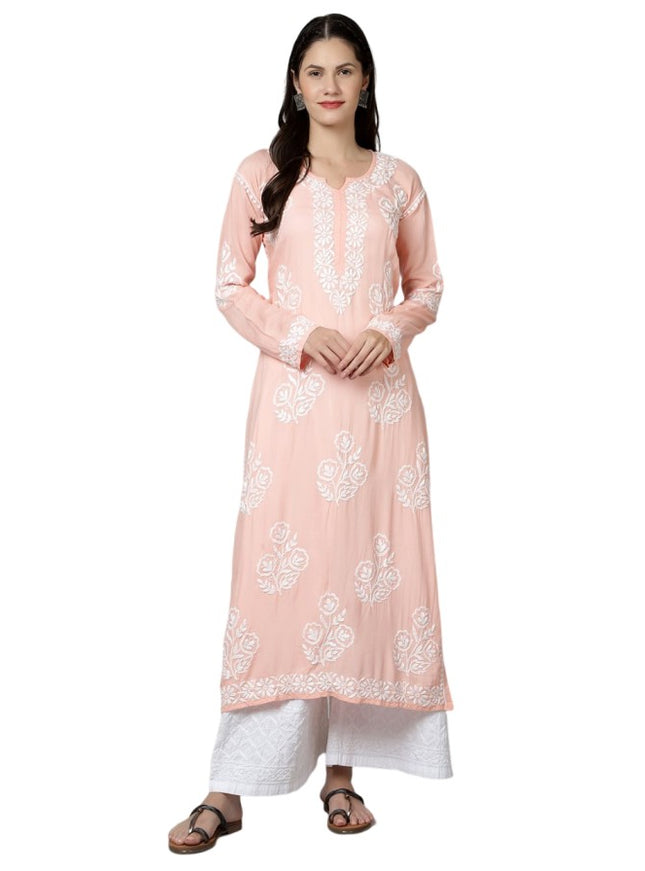 Librose fine Lucknowi Chikankari kurta| Rose Pattern| Modal Fabric