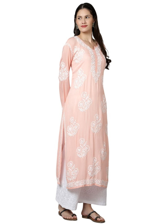 Librose fine Lucknowi Chikankari kurta| Rose Pattern| Modal Fabric