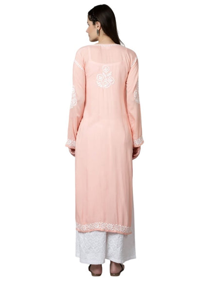 Librose fine Lucknowi Chikankari kurta| Rose Pattern| Modal Fabric
