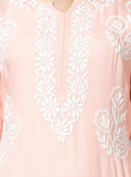 Librose fine Lucknowi Chikankari kurta| Rose Pattern| Modal Fabric