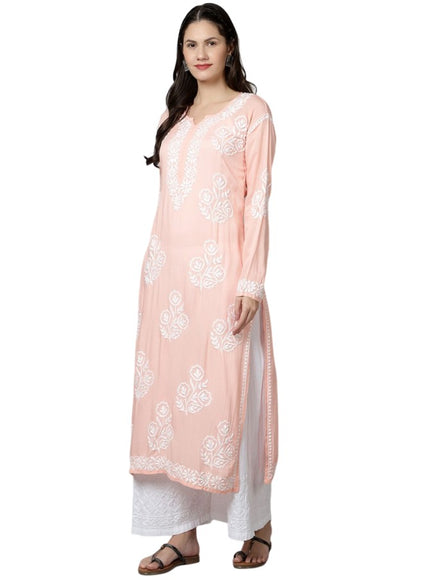 Librose fine Lucknowi Chikankari kurta| Rose Pattern| Modal Fabric