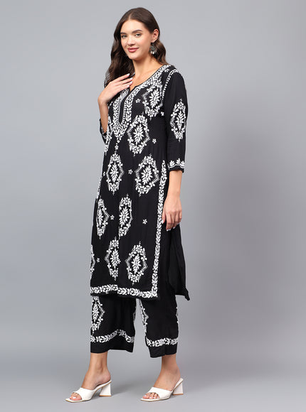 Premium modal fabric kurta plazzo set for women| Chikankari embroidered| Lucknowi craft