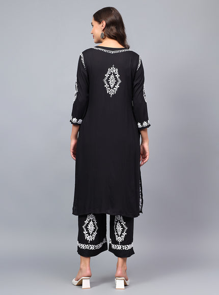 Premium modal fabric kurta plazzo set for women| Chikankari embroidered| Lucknowi craft