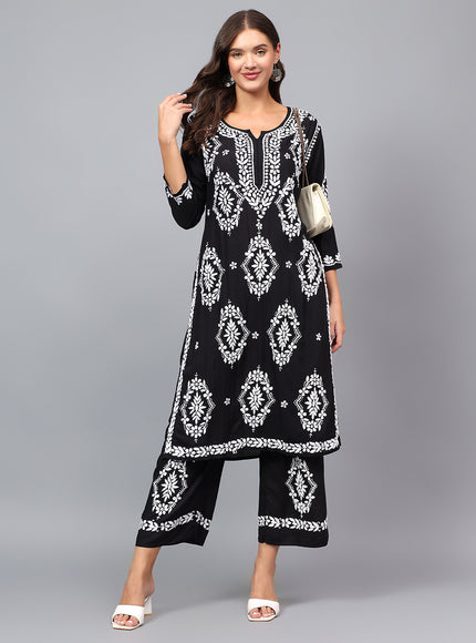 Premium modal fabric kurta plazzo set for women| Chikankari embroidered| Lucknowi craft