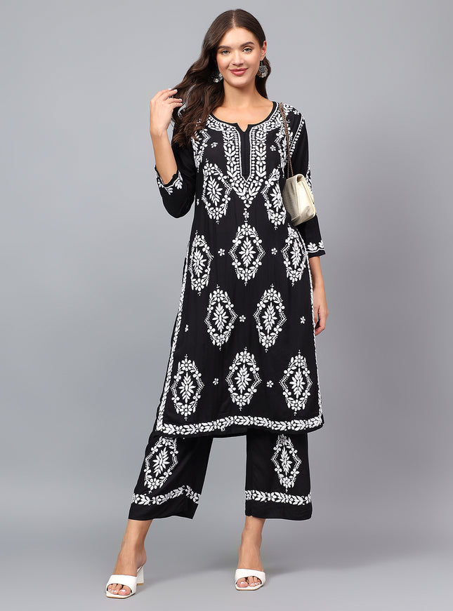 Premium modal fabric kurta plazzo set for women| Chikankari embroidered| Lucknowi craft