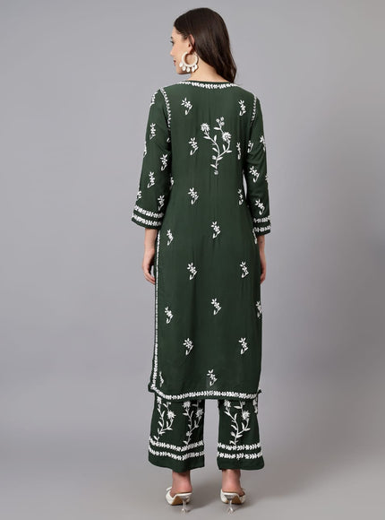 Librose Lucknowi Chikankari premium Modal Kurta Plazzo set for women