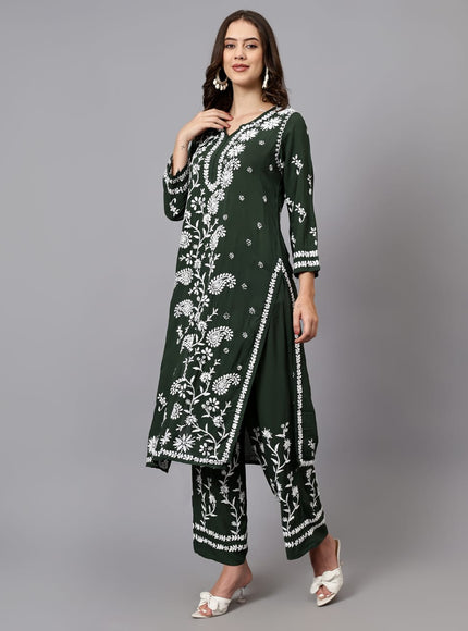 Librose Lucknowi Chikankari premium Modal Kurta Plazzo set for women