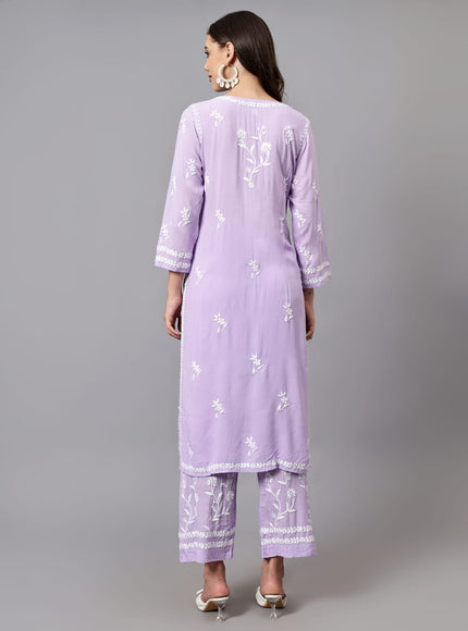 Librose Lucknowi Chikankari premium Modal Kurta Plazzo set for women