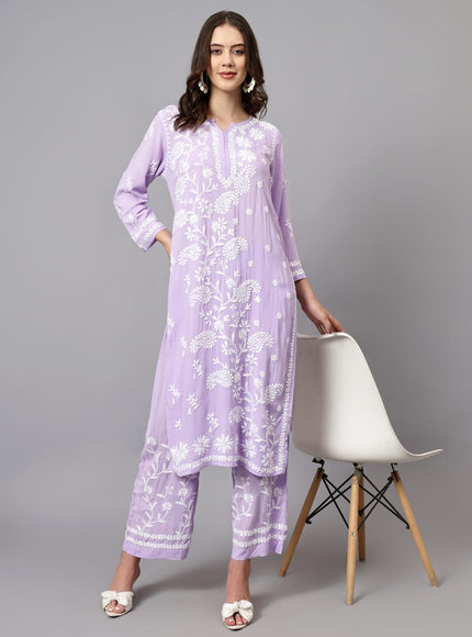 Librose Lucknowi Chikankari premium Modal Kurta Plazzo set for women