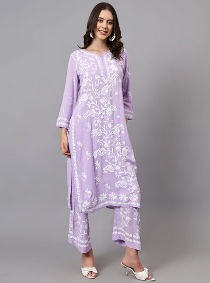 Librose Lucknowi Chikankari premium Modal Kurta Plazzo set for women