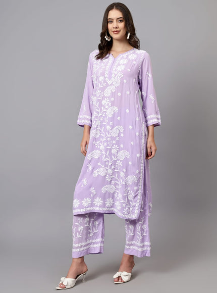 Librose Lucknowi Chikankari premium Modal Kurta Plazzo set for women