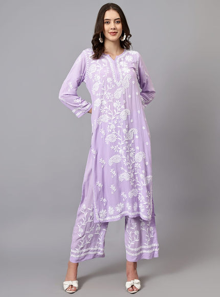 Librose Lucknowi Chikankari premium Modal Kurta Plazzo set for women