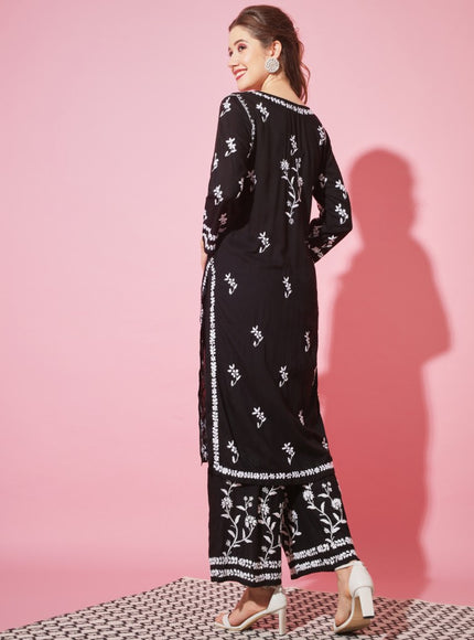 Librose Lucknowi Chikankari premium Modal Kurta Plazzo set for women