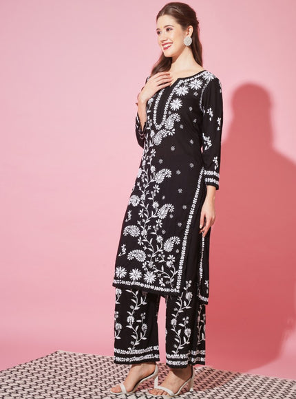 Librose Lucknowi Chikankari premium Modal Kurta Plazzo set for women