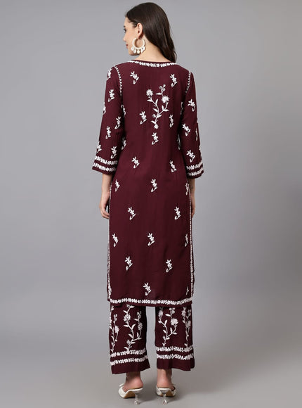 Librose Lucknowi Chikankari premium Modal Kurta Plazzo set for women