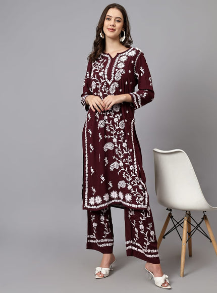 Librose Lucknowi Chikankari premium Modal Kurta Plazzo set for women