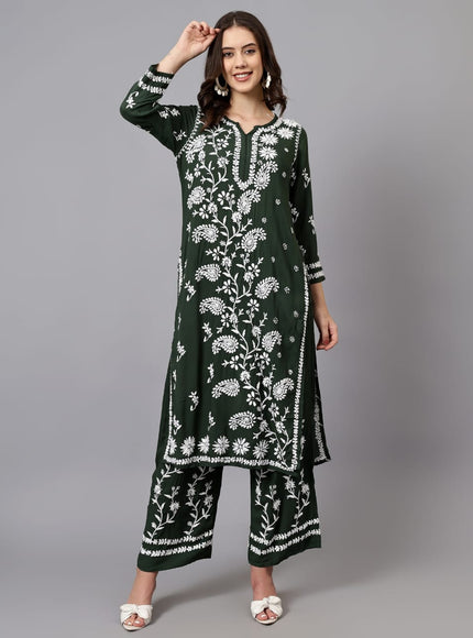 Librose Lucknowi Chikankari premium Modal Kurta Plazzo set for women