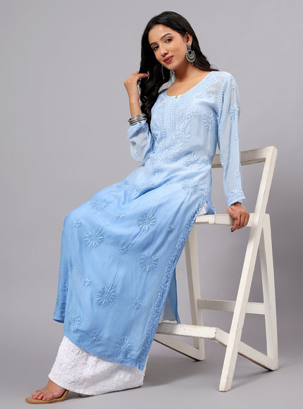 Fiza Pure Muslin Ombre Chikankari Kurti for Women| Lucknowi Craft
