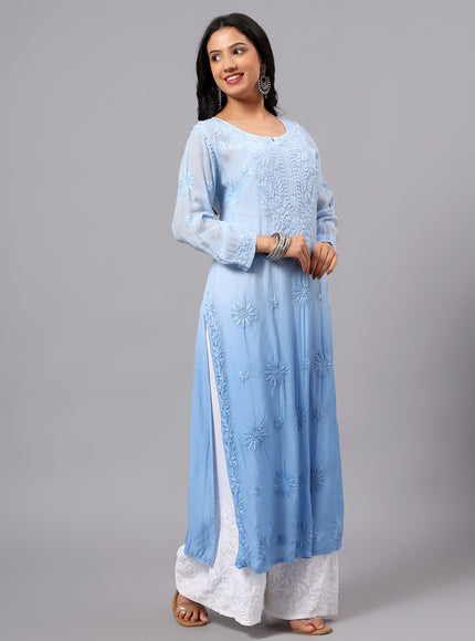Fiza Pure Muslin Ombre Chikankari Kurti for Women| Lucknowi Craft