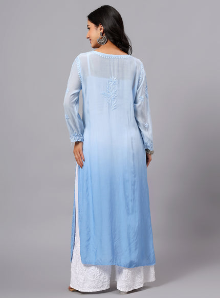Fiza Pure Muslin Ombre Chikankari Kurti for Women| Lucknowi Craft