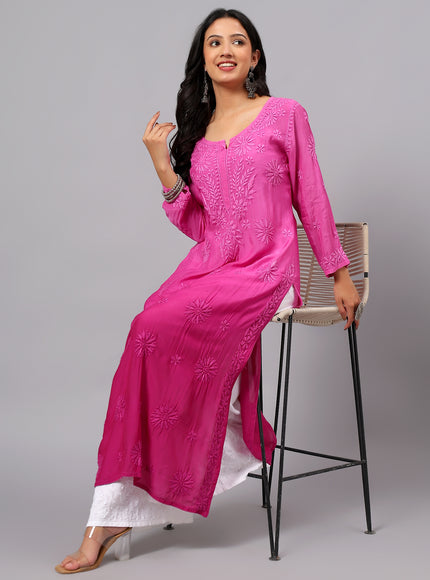 Fiza Pure Muslin Ombre Chikankari Kurti for Women| Lucknowi Craft