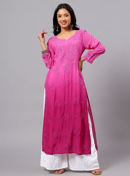 Fiza Pure Muslin Ombre Chikankari Kurti for Women| Lucknowi Craft