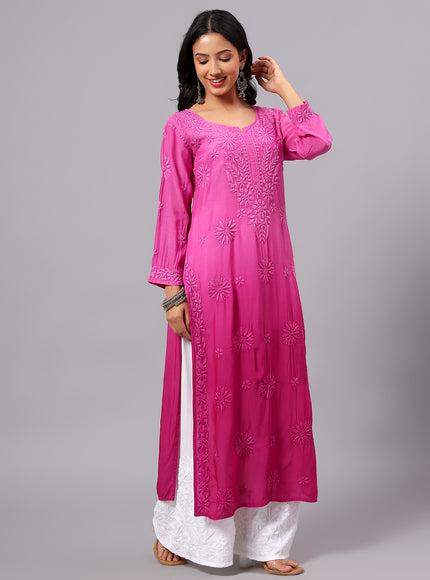 Fiza Pure Muslin Ombre Chikankari Kurti for Women| Lucknowi Craft